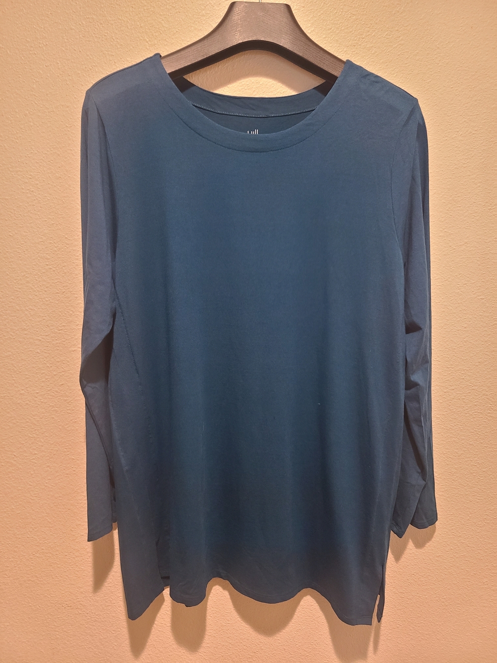 J. Jill Long-Sleeve Crewneck Shirt in Teal Blue